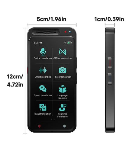 Language Translator Device, Two-Way Smart Voice and Photo Pocket Translator Real Time, Online Offline Translation for Business, Learning,Black