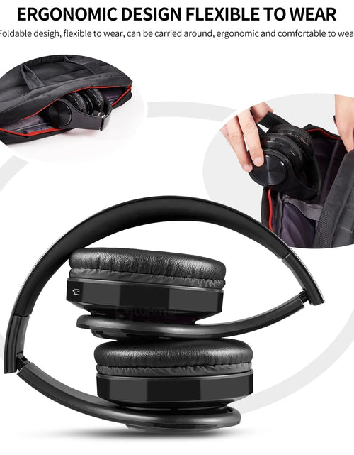 Load image into Gallery viewer, Bluetooth Headphones over Ear, LUXMO Wireless Noise Cancelling Headphones Foldable Stereo Headset with Mic, Rechargeable Headphones Handsfree Headphones for PC, Laptops and Smartphones
