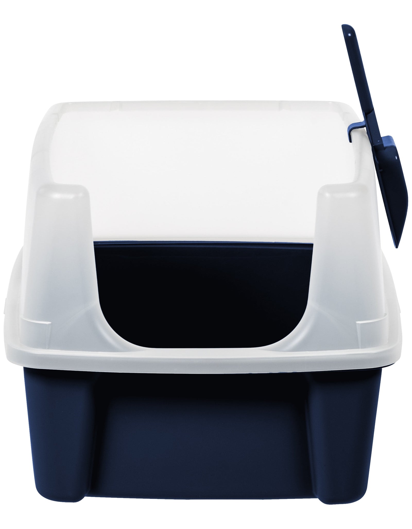 , High Sided Open Top Cat Litter Box with Scoop, Navy