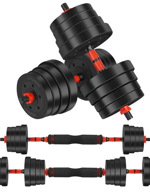 Load image into Gallery viewer, 66 LBS Adjustable Dumbbell Set, Free Weights Dumbbells Set for Workout, Black
