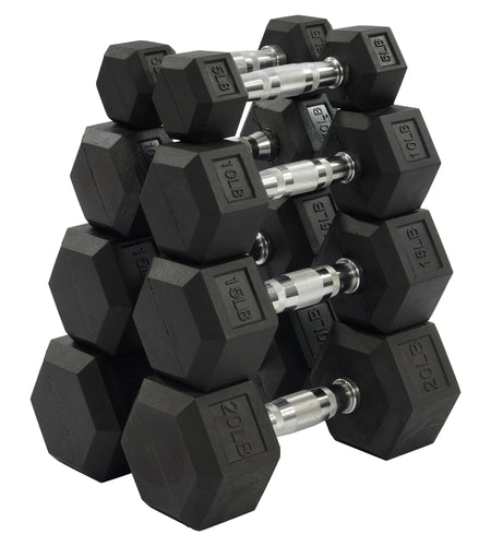 Dumbbell Set, Pairs of 5 Lb, 10 Lb, 15 Lb, and 20 Lb