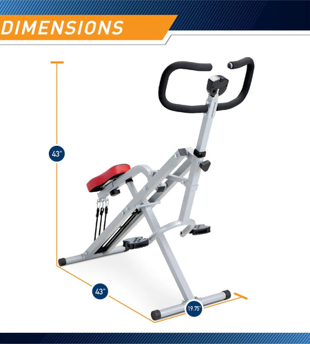Fitness Squat Rider Machine Bench, Black, Steel Frame, 28 Lb