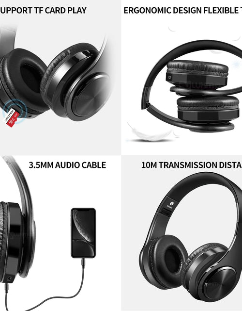 Load image into Gallery viewer, Bluetooth Headphones over Ear, LUXMO Wireless Noise Cancelling Headphones Foldable Stereo Headset with Mic, Rechargeable Headphones Handsfree Headphones for PC, Laptops and Smartphones
