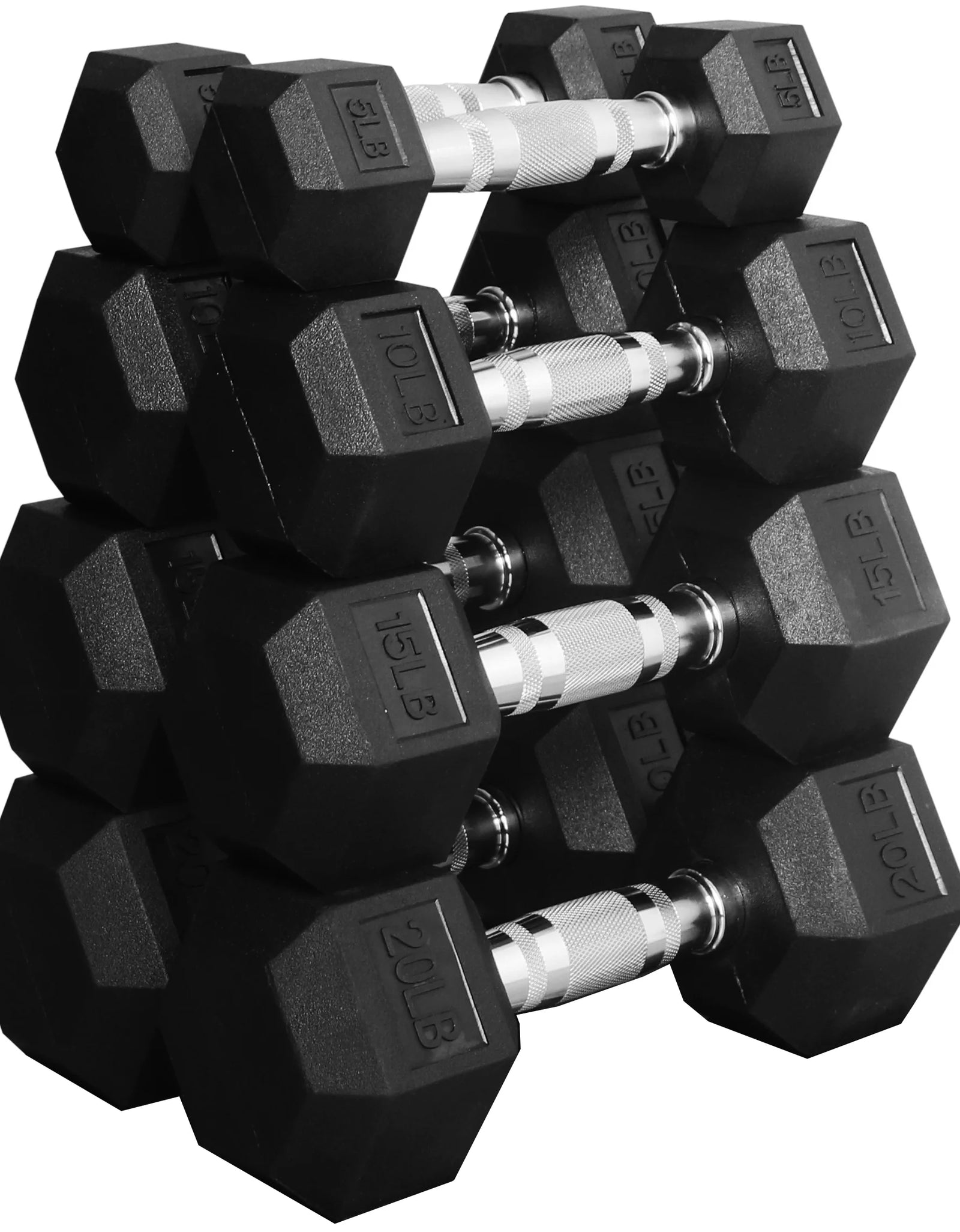 Dumbbell Set, Pairs of 5 Lb, 10 Lb, 15 Lb, and 20 Lb