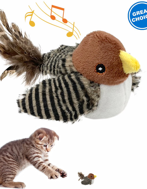 Load image into Gallery viewer, Interactive Electronic Cat Toy, Automatic Chirping Bird Toy Squeaky with Feather Tail, Melody Chaser Toy for Cats to Play Alone, Play and Squeak Kitten Toy for Boredom
