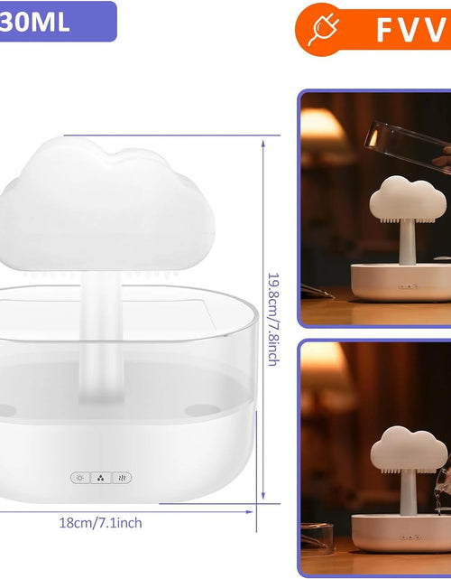 Load image into Gallery viewer, 7 Color Lights Rain Cloud Humidifier, Timing Water Drip Aroma Diffuser, Mushroom Waterfall Lamp for Home Office Bedroom
